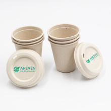 100 %  Food Grade Eco Disposable Biodegradable Sugarcane Bagasse Coffee Travel Mug Cups With Lid